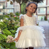 Girl's white dress with pearl beads