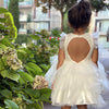 Girl's white dress with pearl beads