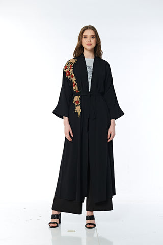 Open Abaya Embroidered on the Chest