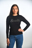 Women's Veiled Sweater, Strass on the Chest Made of Viscose Fabric